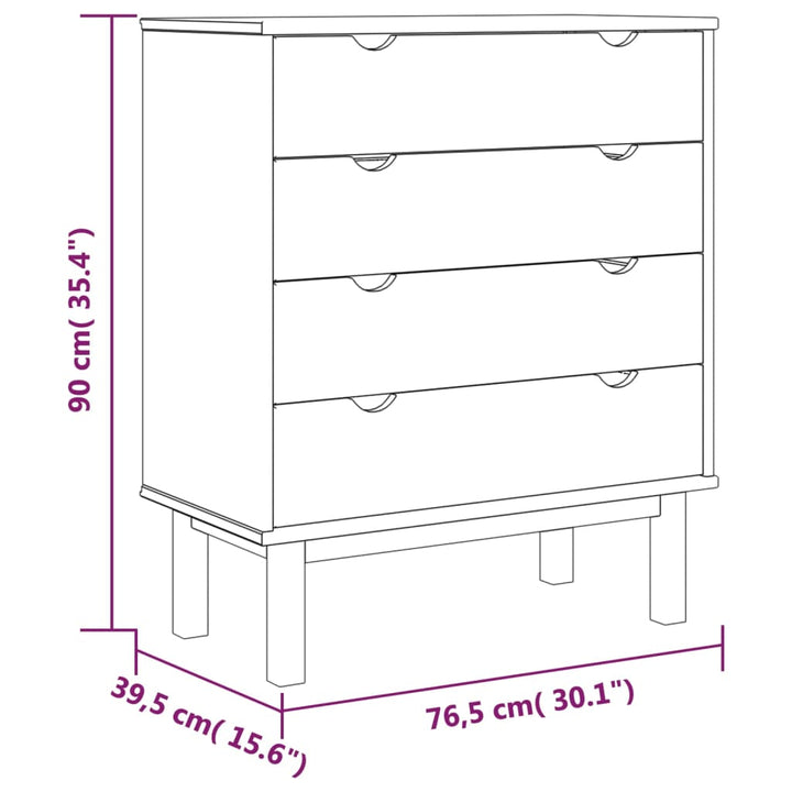 Commode Otta 76,5X39,5X90 Cm Bois De Pin Massif