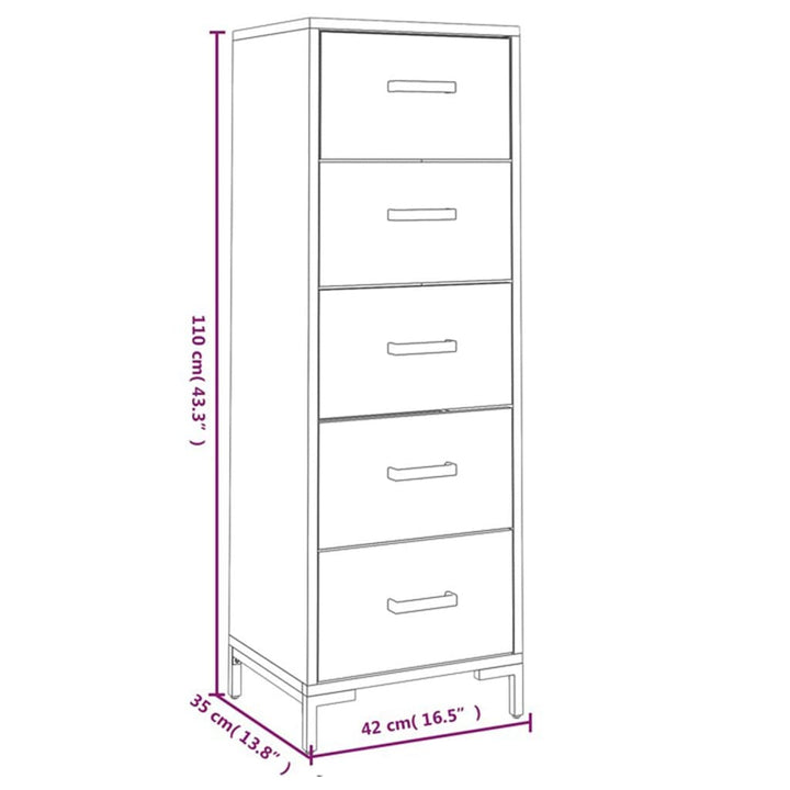 Commode 42X35X110 Cm Bois De Pin Massif