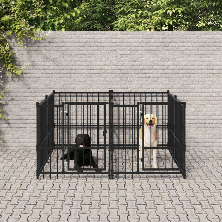 Chenil D'extérieur Avec Toit Pour Chiens Acier 1,88 M²