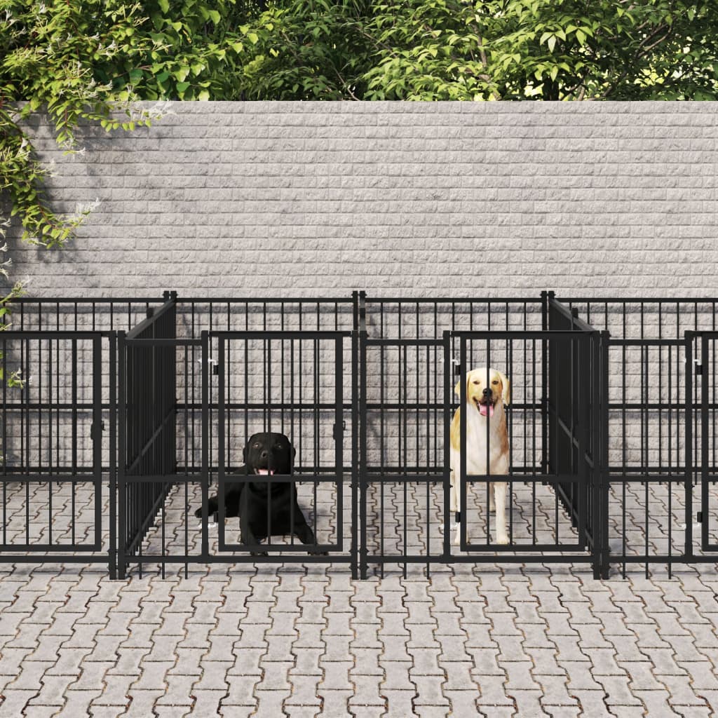 Chenil D'extérieur Avec Toit Pour Chiens Acier 1,88 M²