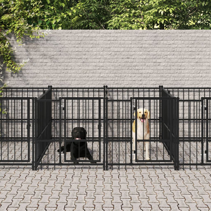Chenil D'extérieur Avec Toit Pour Chiens Acier 1,88 M²
