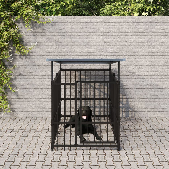 Chenil D'extérieur Avec Toit Pour Chiens Acier 1,88 M²
