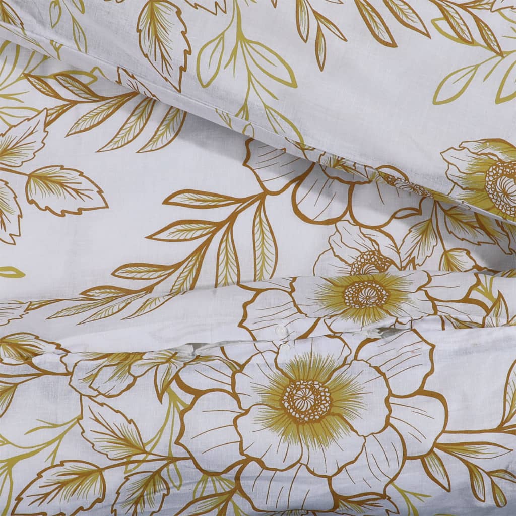 Ensemble De Housse De Couette 200X200 Cm Coton Blanc Et Marron