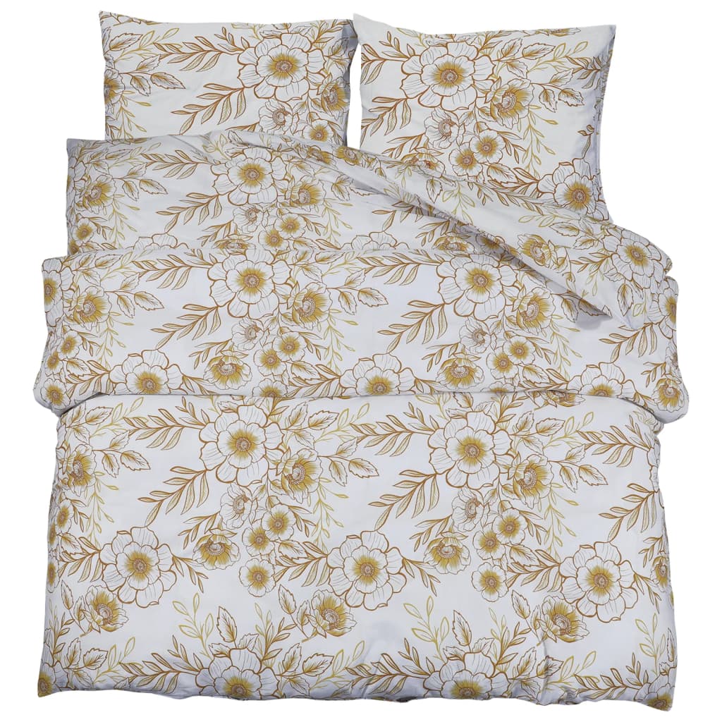 Ensemble De Housse De Couette 240X220 Cm Coton Blanc Et Marron