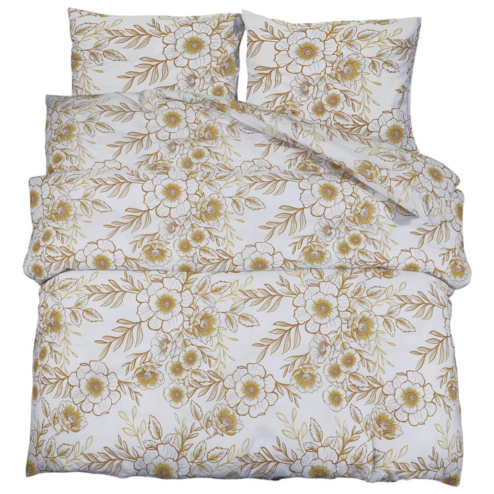 Ensemble De Housse De Couette 240X220 Cm Coton Blanc Et Marron