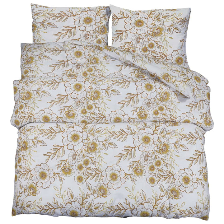 Ensemble De Housse De Couette 260X240 Cm Coton Blanc Et Marron