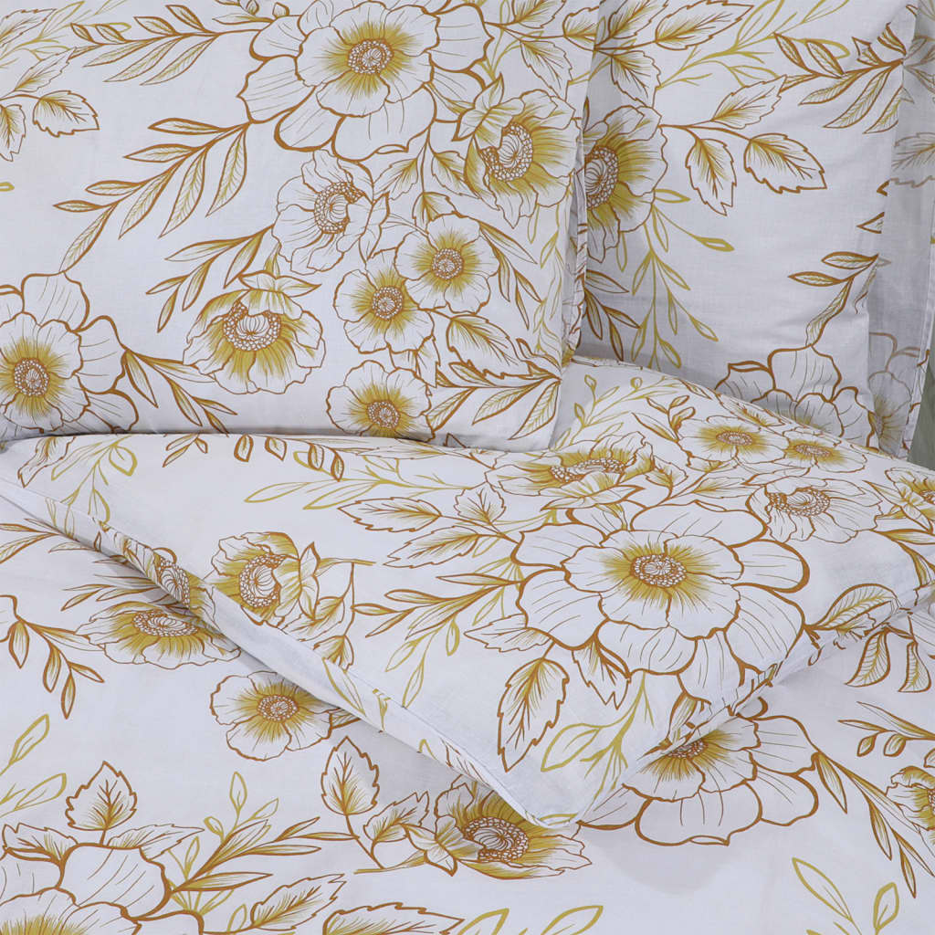 Ensemble De Housse De Couette 260X240 Cm Coton Blanc Et Marron