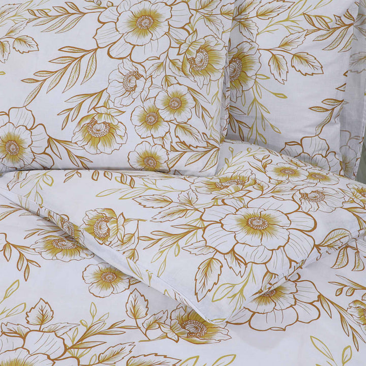 Ensemble De Housse De Couette 260X240 Cm Coton Blanc Et Marron