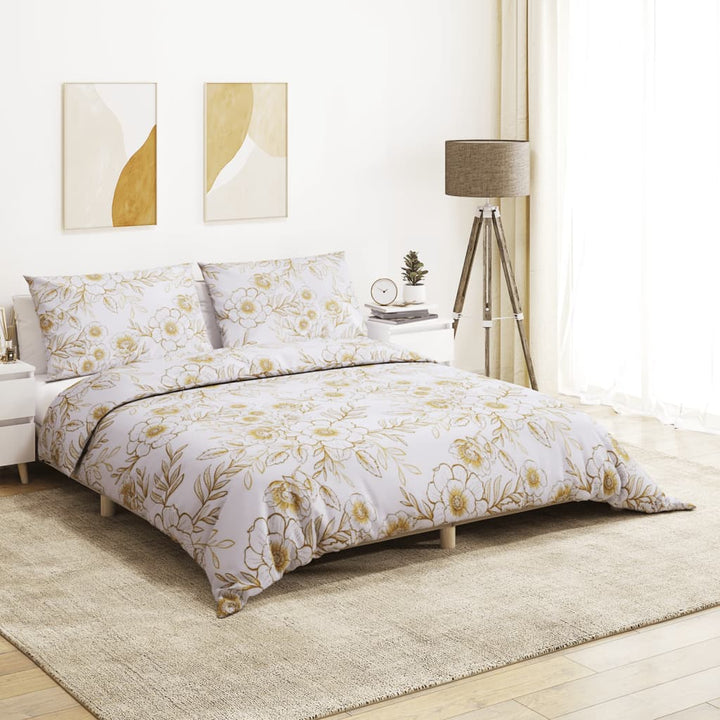 Ensemble De Housse De Couette 260X240 Cm Coton Blanc Et Marron