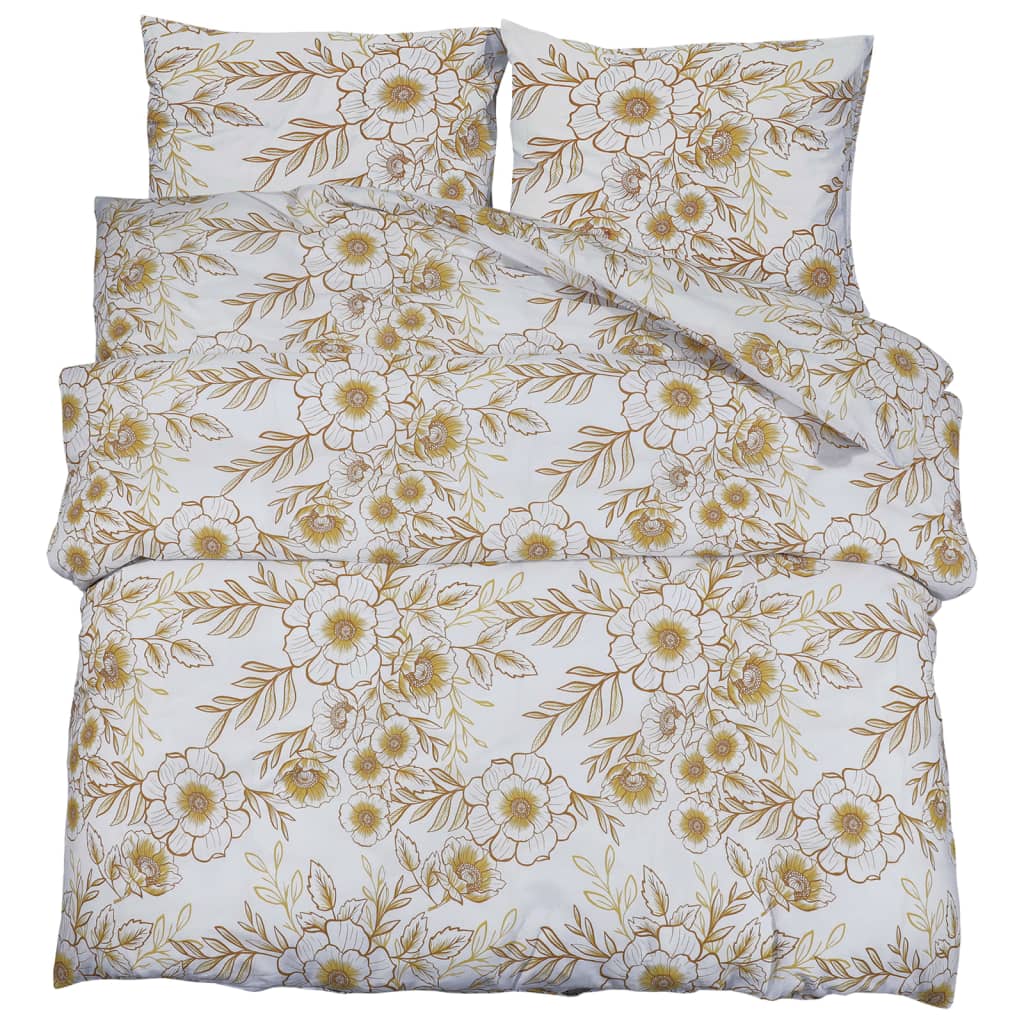 Ensemble De Housse De Couette 155X220 Cm Coton Blanc Et Marron
