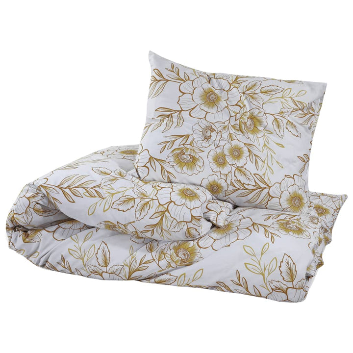 Ensemble De Housse De Couette 155X220 Cm Coton Blanc Et Marron