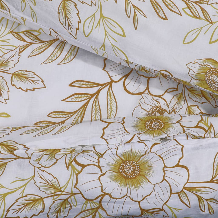 Ensemble De Housse De Couette 155X220 Cm Coton Blanc Et Marron
