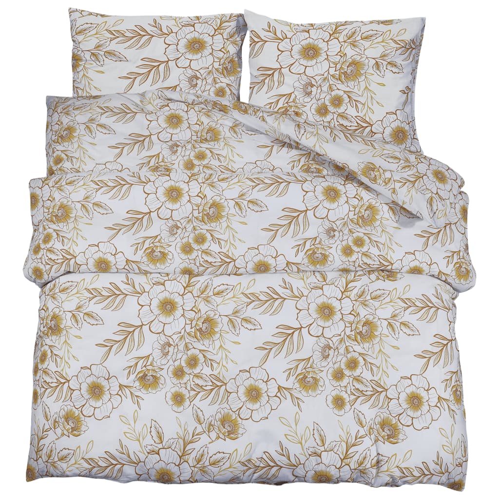 Ensemble De Housse De Couette 200X220 Cm Coton Blanc Et Marron