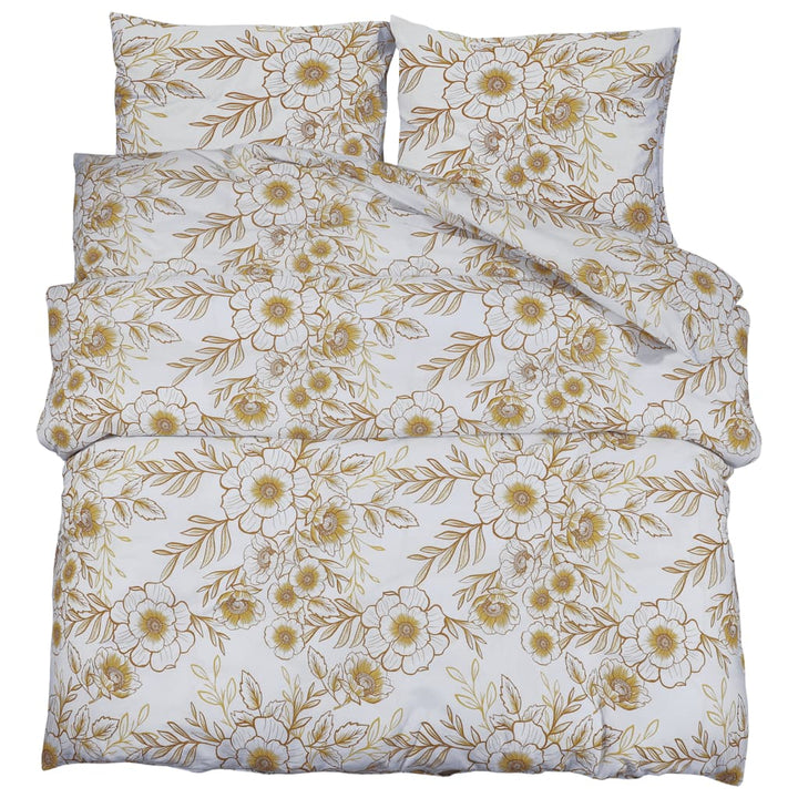 Ensemble De Housse De Couette 200X220 Cm Coton Blanc Et Marron