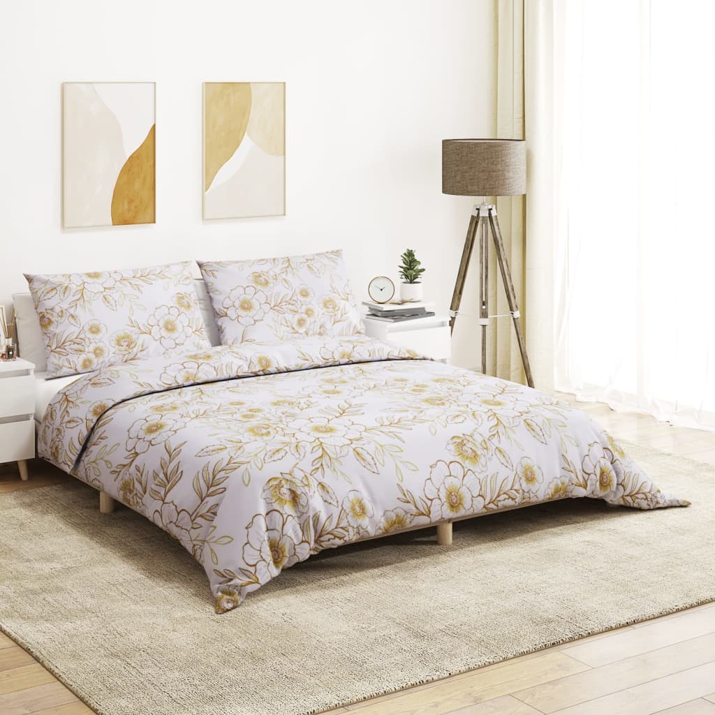Ensemble De Housse De Couette 200X220 Cm Coton Blanc Et Marron