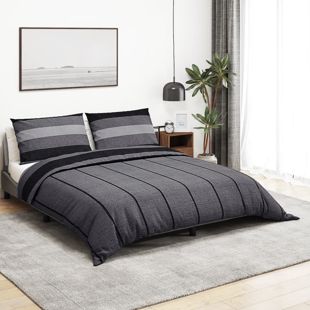Ensemble De Housse De Couette 220X240 Cm Coton Gris Foncé