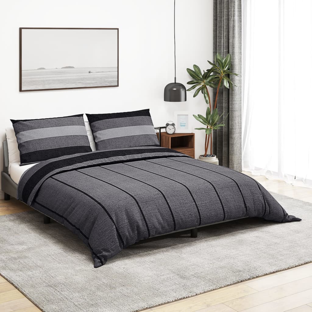 Ensemble De Housse De Couette 200X200 Cm Coton Gris Foncé
