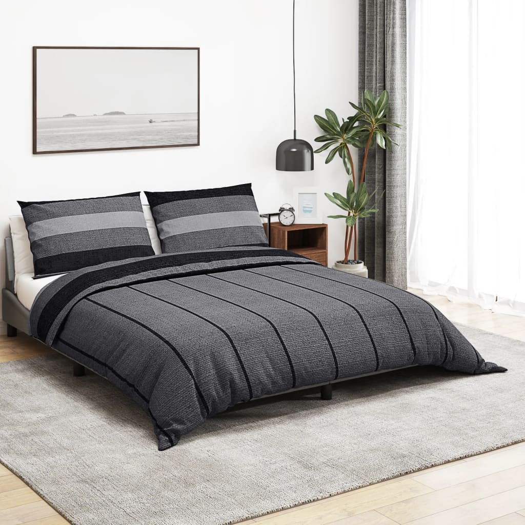 Ensemble De Housse De Couette 260X220 Cm Coton Gris Foncé