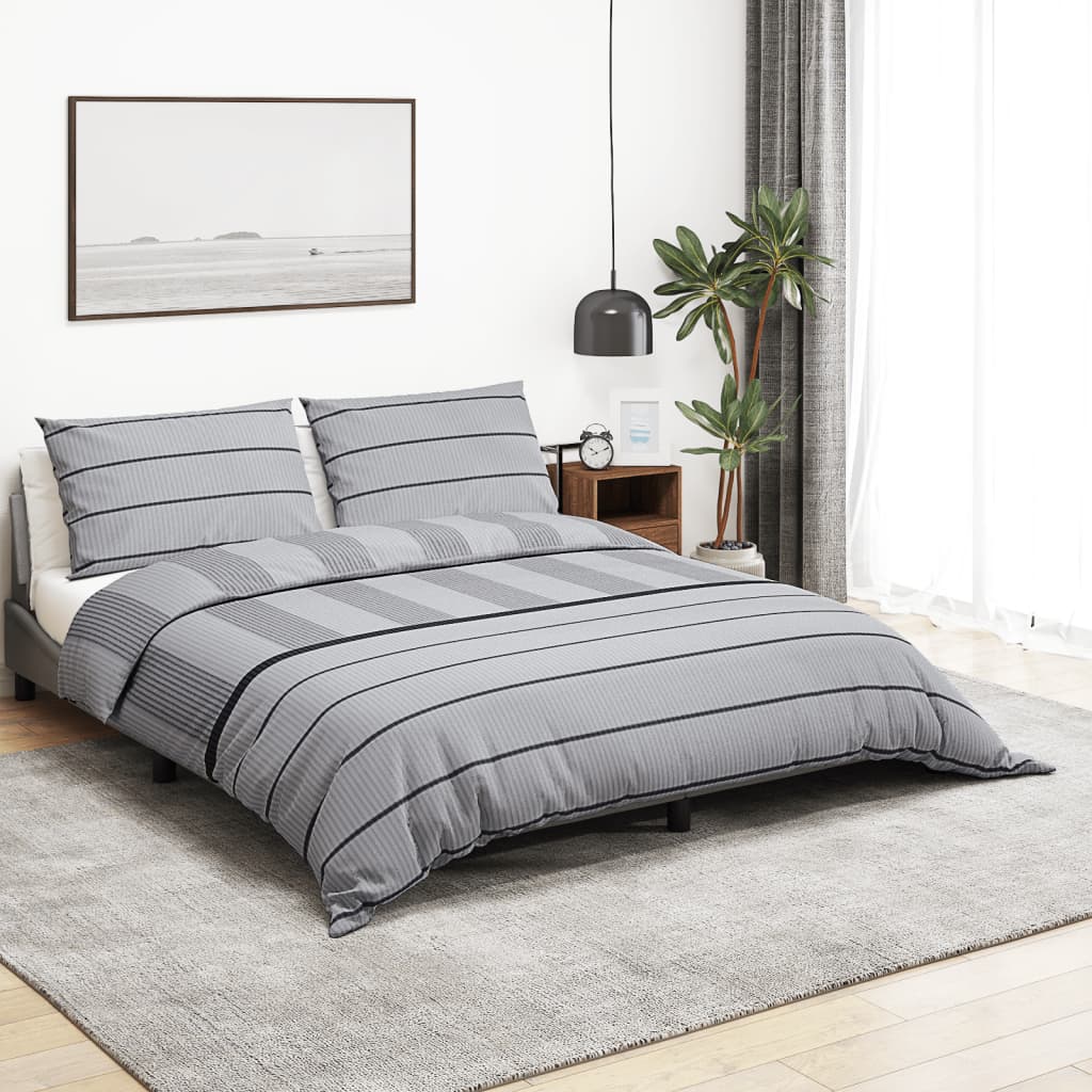 Ensemble De Housse De Couette Gris 240X220 Cm Coton Gris Clair