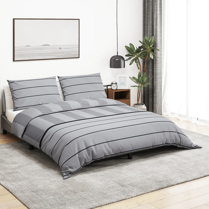 Ensemble De Housse De Couette Gris 240X220 Cm Coton Gris Clair