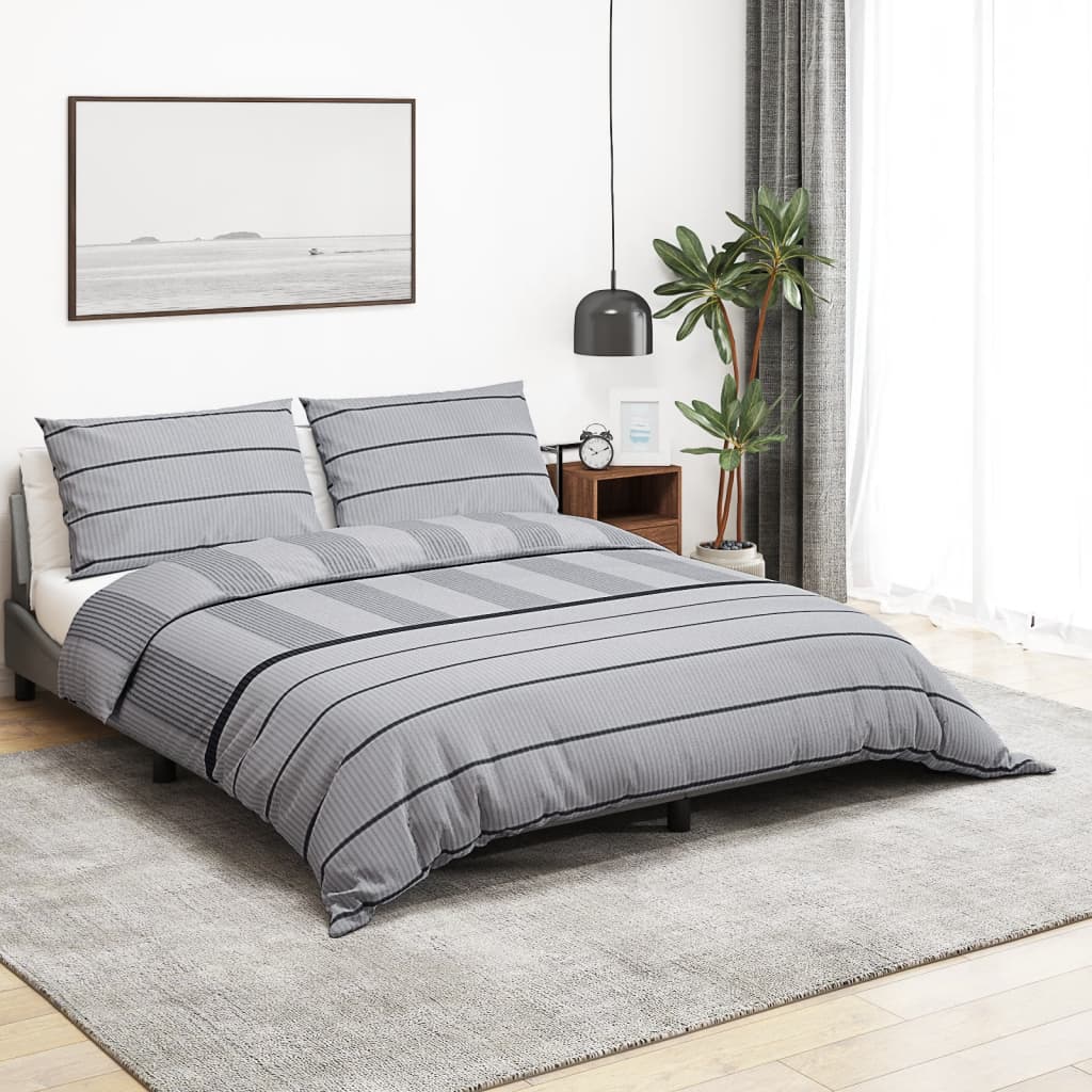 Ensemble De Housse De Couette Gris 200X200 Cm Coton Gris Clair