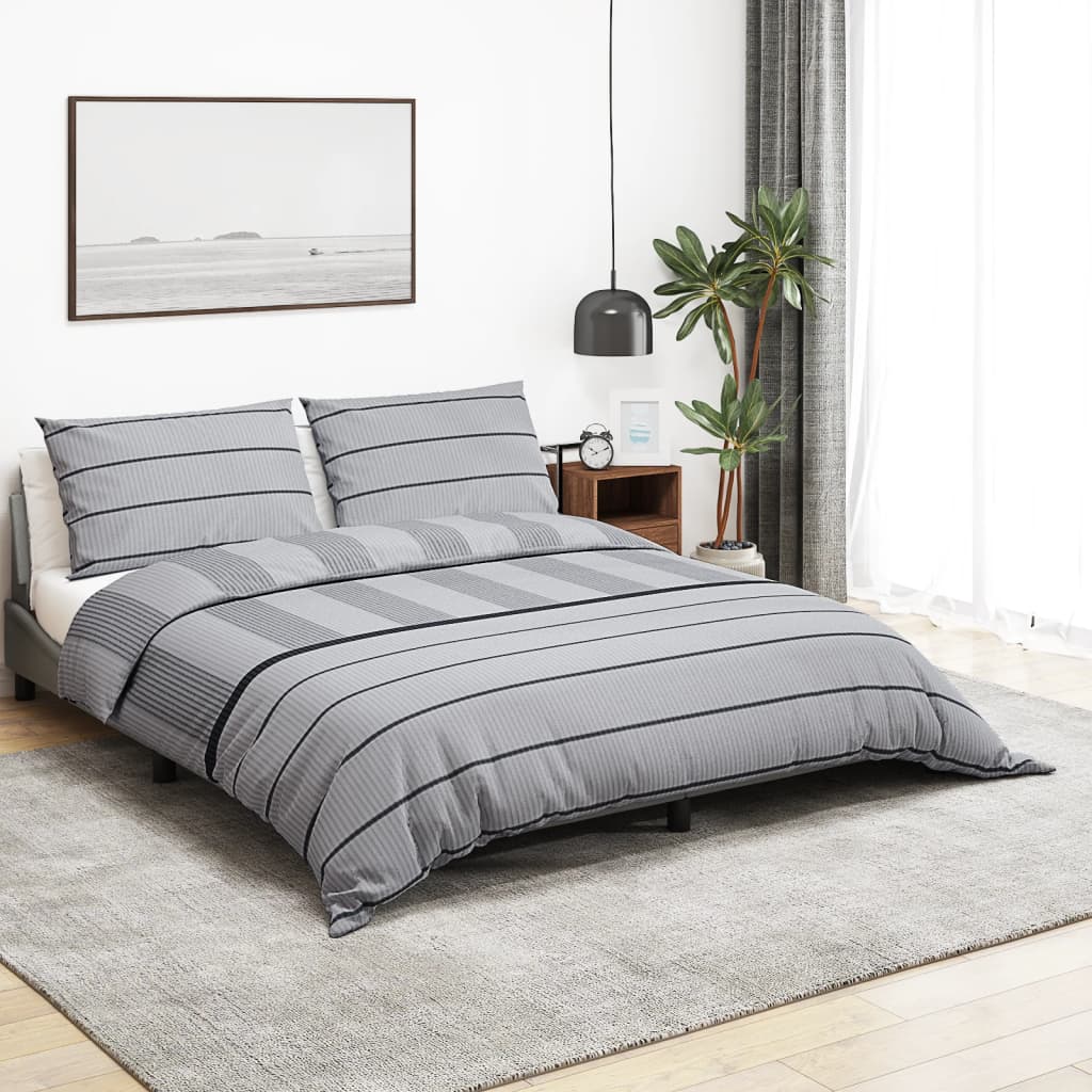 Ensemble De Housse De Couette Gris 140X200 Cm Coton Gris Clair