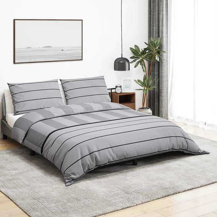Ensemble De Housse De Couette Gris 140X200 Cm Coton Gris Clair