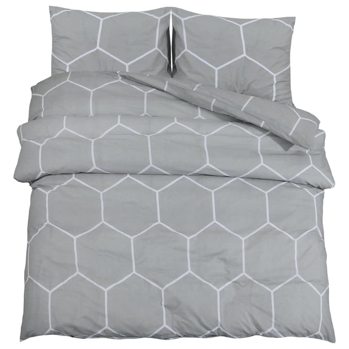 Ensemble De Housse De Couette Gris 200X200 Cm Coton Gris Et Blanc