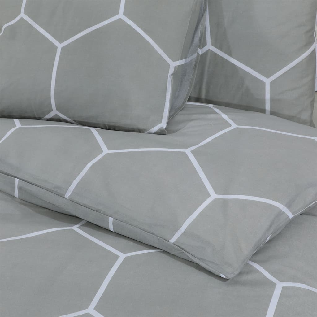 Ensemble De Housse De Couette Gris 240X220 Cm Coton Gris Et Blanc