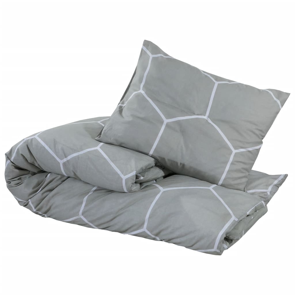Ensemble De Housse De Couette Gris 140X200 Cm Coton Gris Et Blanc