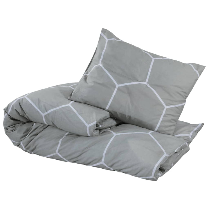 Ensemble De Housse De Couette Gris 220X240 Cm Coton Gris Et Blanc