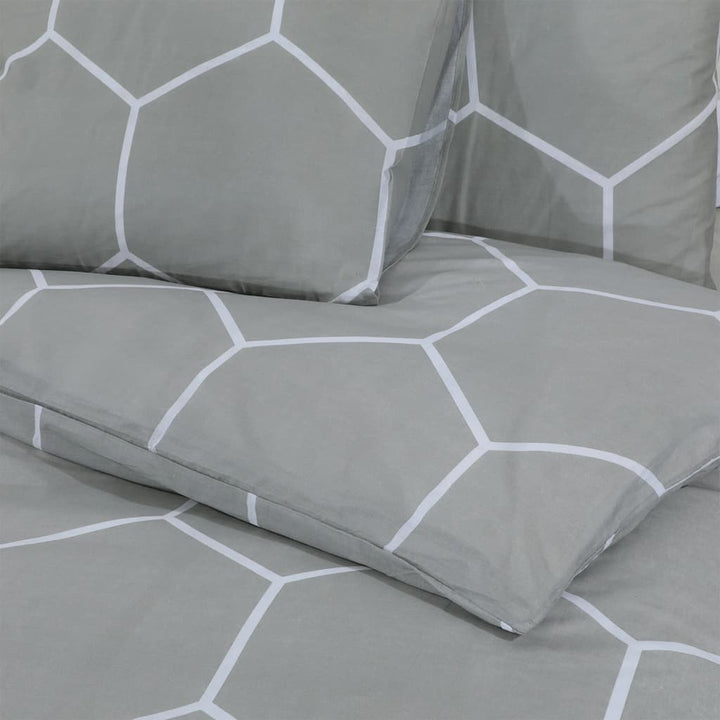 Ensemble De Housse De Couette Gris 220X240 Cm Coton Gris Et Blanc