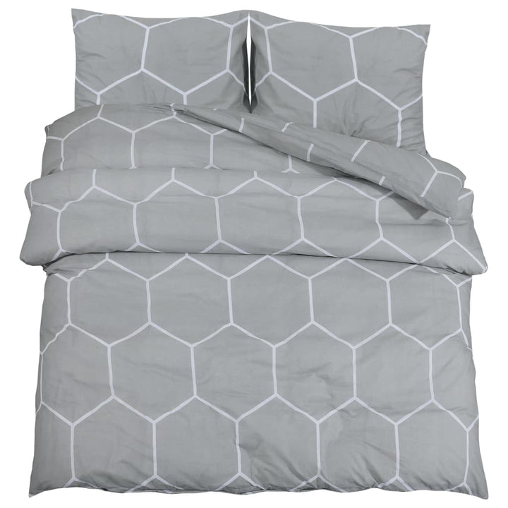 Ensemble De Housse De Couette Gris 155X220 Cm Coton Gris Et Blanc