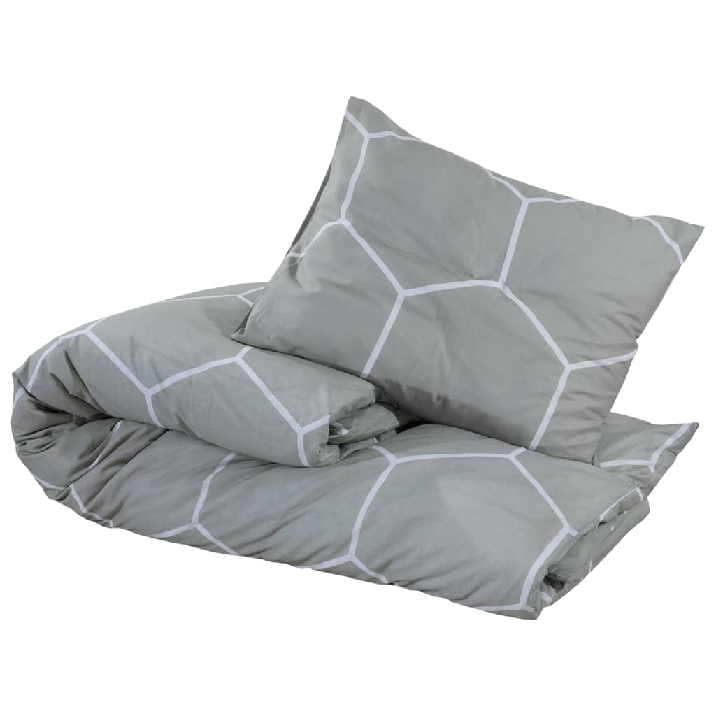 Ensemble De Housse De Couette Gris 200X220 Cm Coton Gris Et Blanc