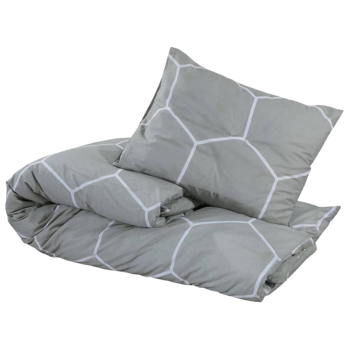 Ensemble De Housse De Couette Gris 200X220 Cm Coton Gris Et Blanc