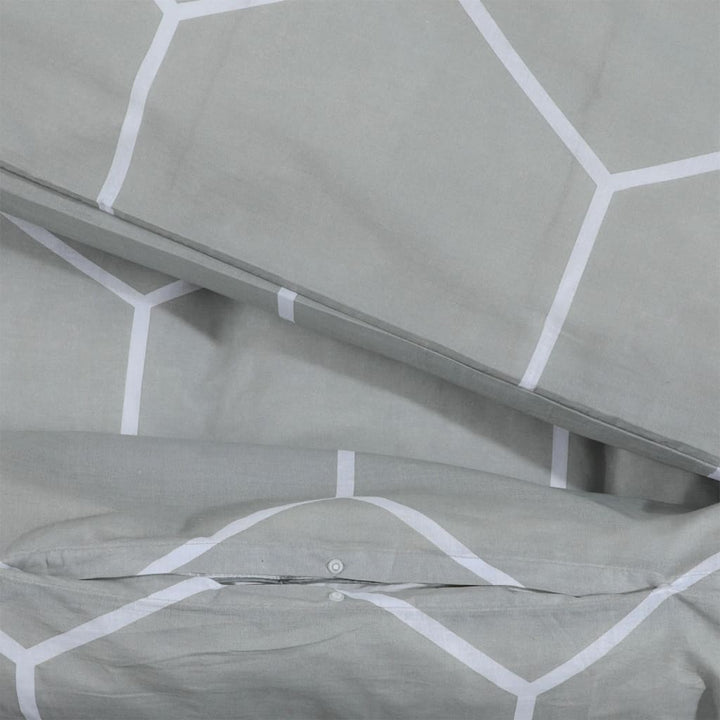 Ensemble De Housse De Couette Gris 200X220 Cm Coton Gris Et Blanc