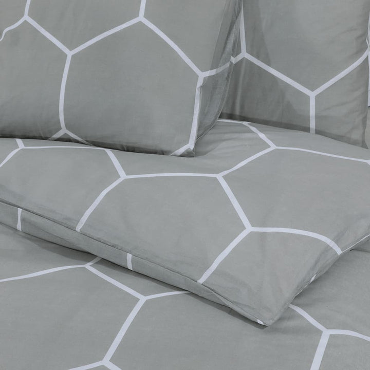Ensemble De Housse De Couette Gris 200X220 Cm Coton Gris Et Blanc