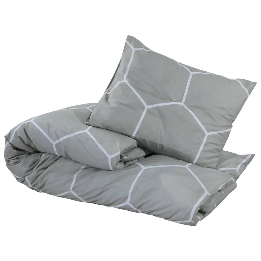 Ensemble De Housse De Couette Gris 200X200 Cm Coton Gris Et Blanc