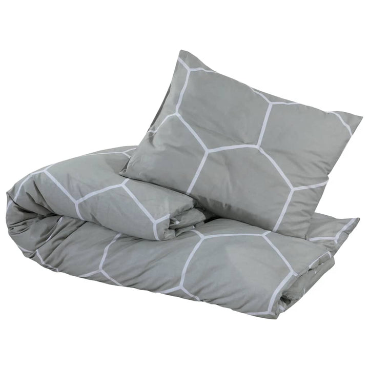 Ensemble De Housse De Couette Gris 200X200 Cm Coton Gris Et Blanc