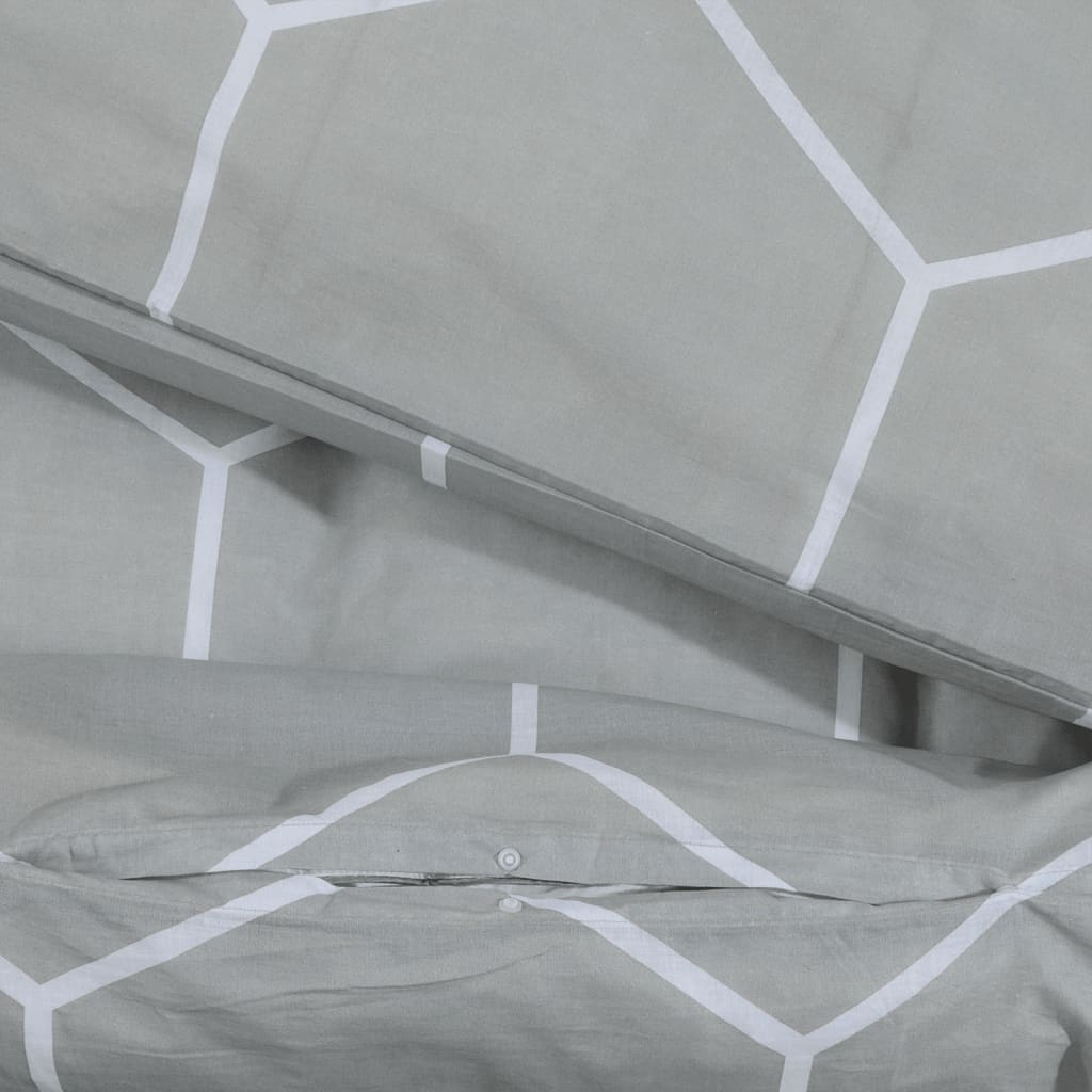 Ensemble De Housse De Couette Gris 200X200 Cm Coton Gris Et Blanc