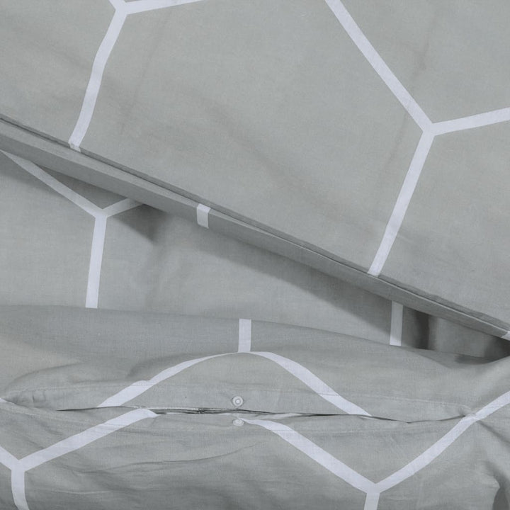Ensemble De Housse De Couette Gris 200X200 Cm Coton Gris Et Blanc