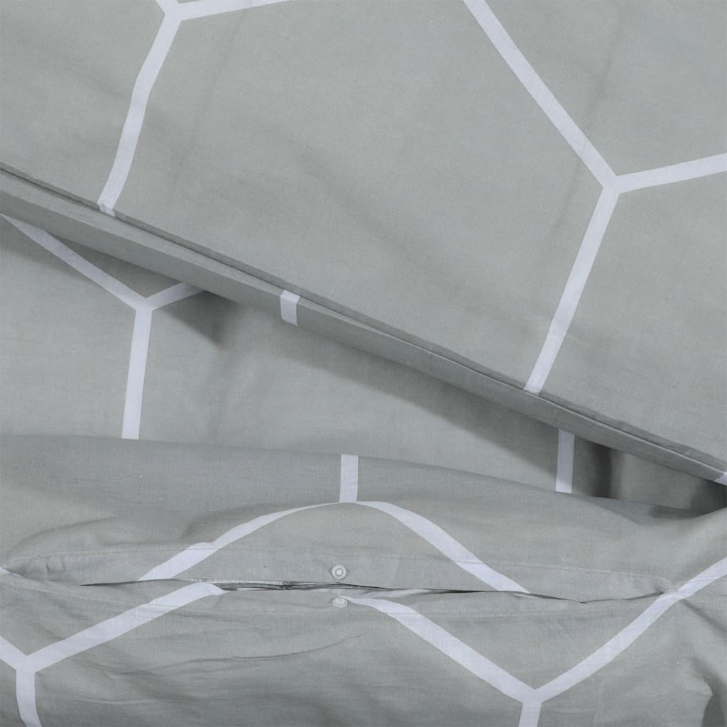 Ensemble De Housse De Couette Gris 225X220 Cm Coton Gris Et Blanc