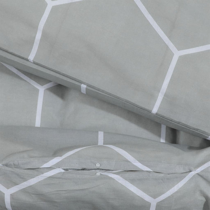 Ensemble De Housse De Couette Gris 225X220 Cm Coton Gris Et Blanc