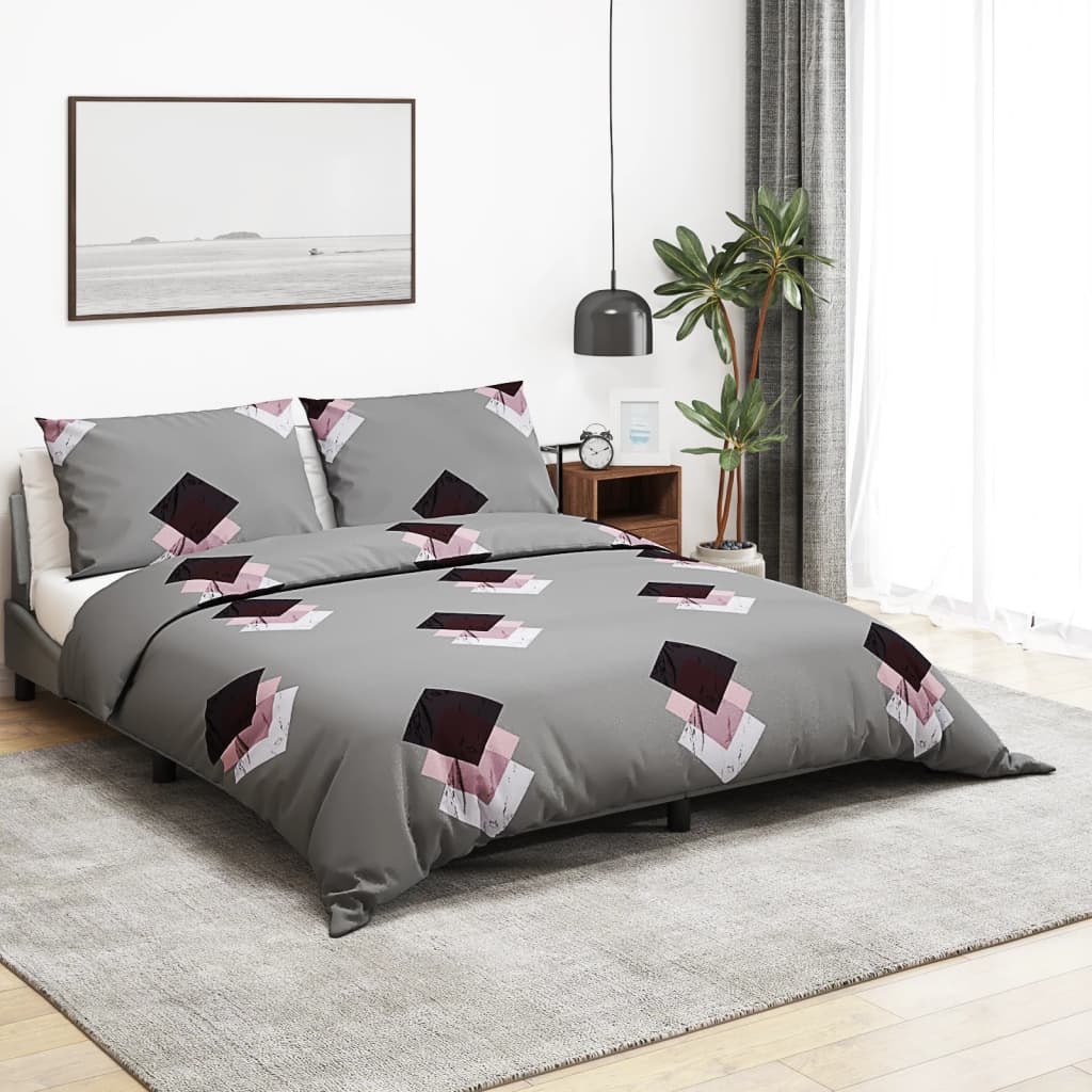 Ensemble De Housse De Couette Gris 140X200 Cm Coton Multicolore