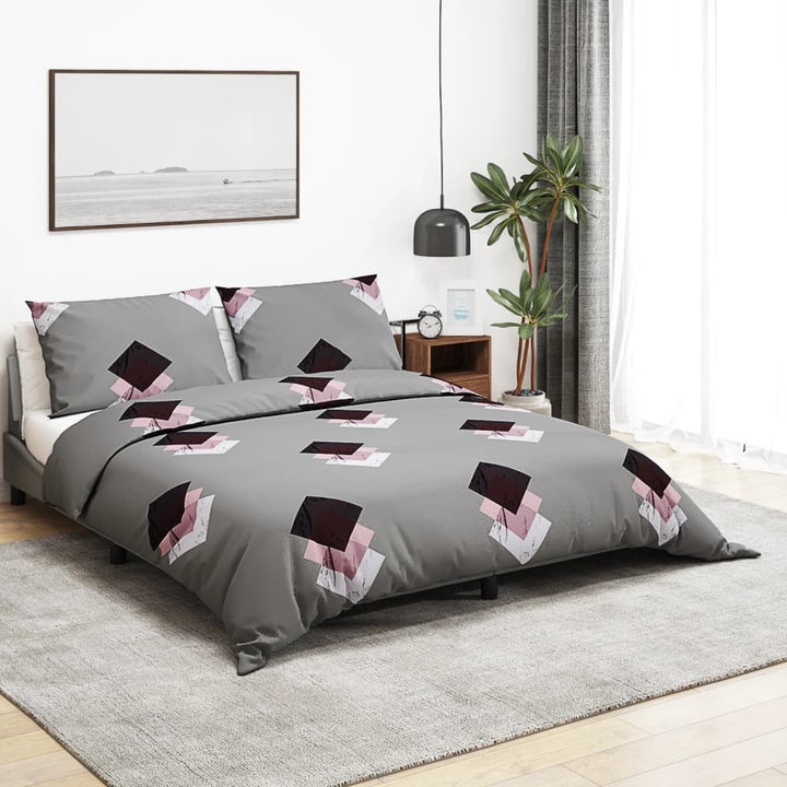 Ensemble De Housse De Couette Gris 140X200 Cm Coton Multicolore