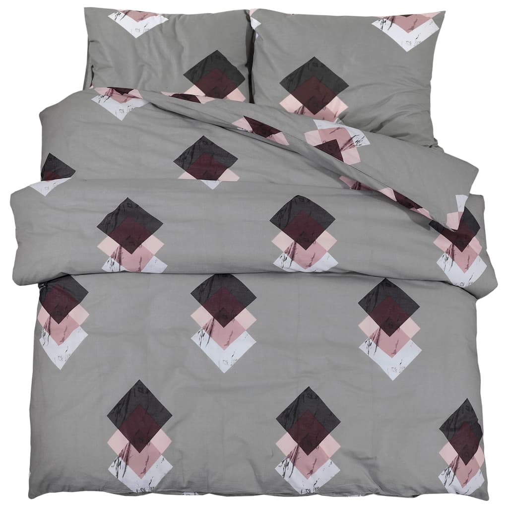 Ensemble De Housse De Couette Gris 200X200 Cm Coton Multicolore