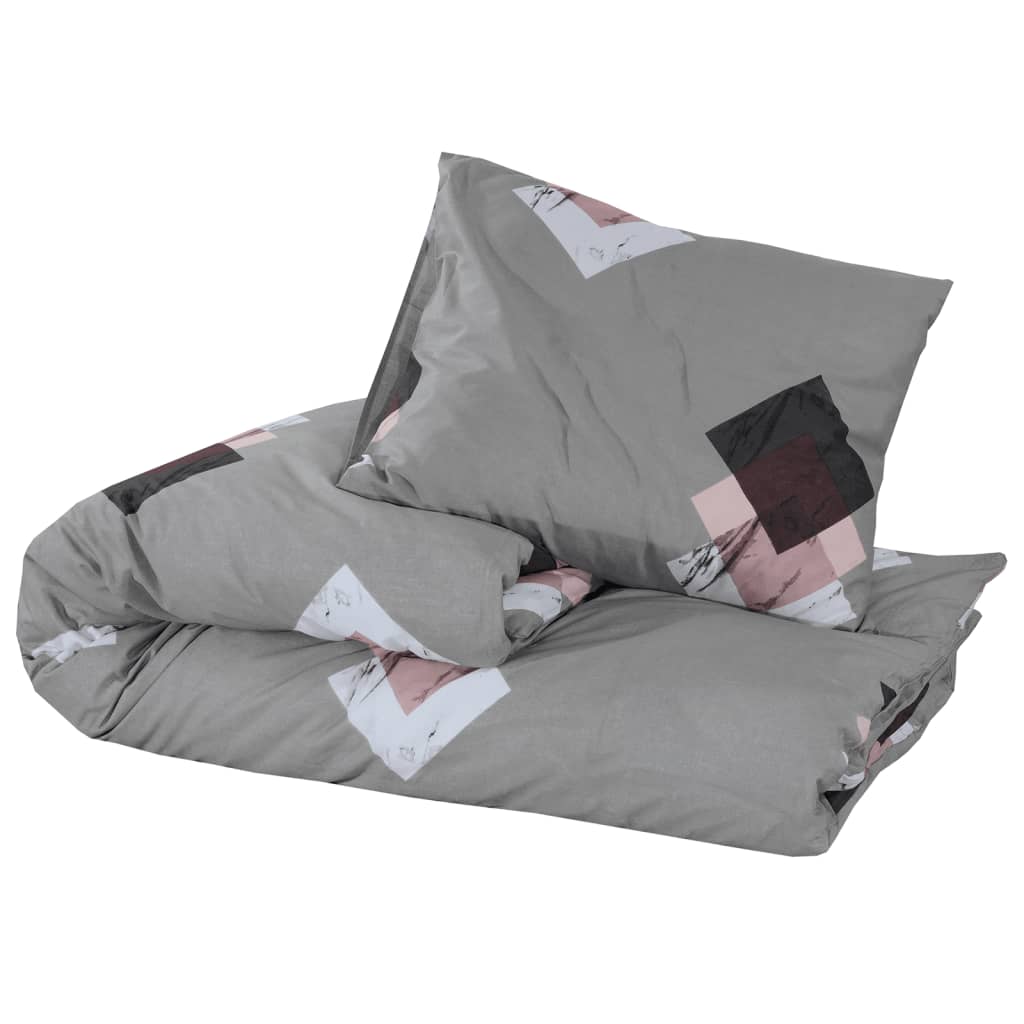 Ensemble De Housse De Couette Gris 140X200 Cm Coton Multicolore