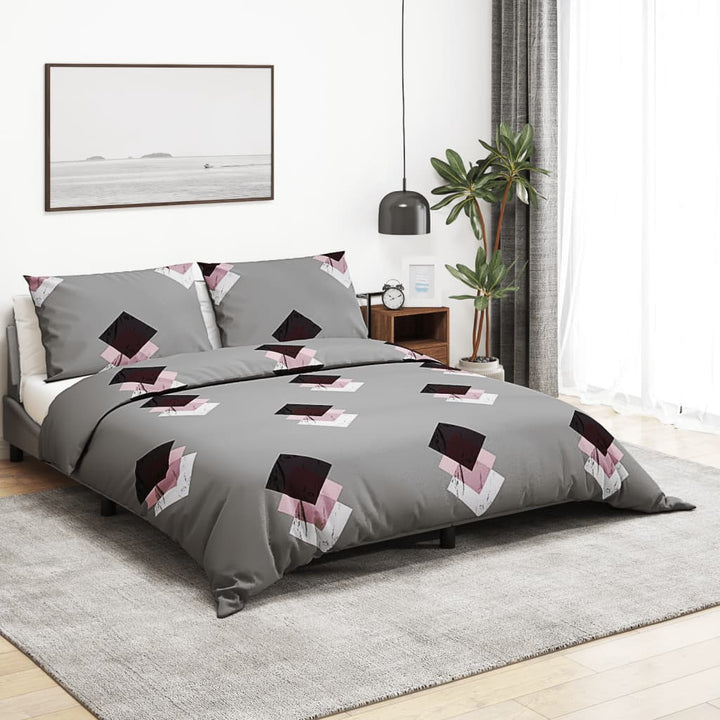 Ensemble De Housse De Couette Gris 140X200 Cm Coton Multicolore