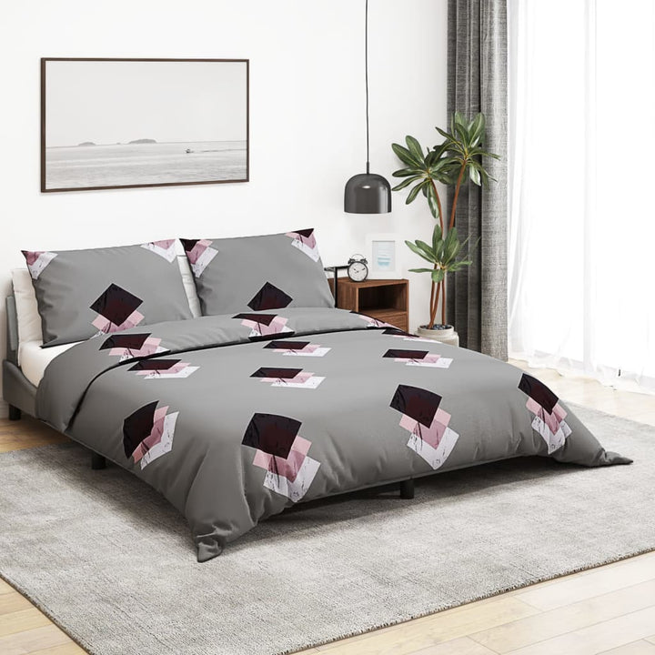 Ensemble De Housse De Couette Gris 220X240 Cm Coton Multicolore