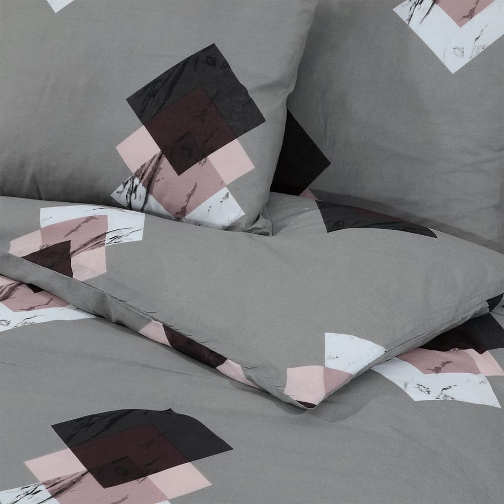 Ensemble De Housse De Couette Gris 135X200 Cm Coton Multicolore